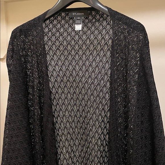 St. John Black Lace Knit Shaw - Picture 3 of 7